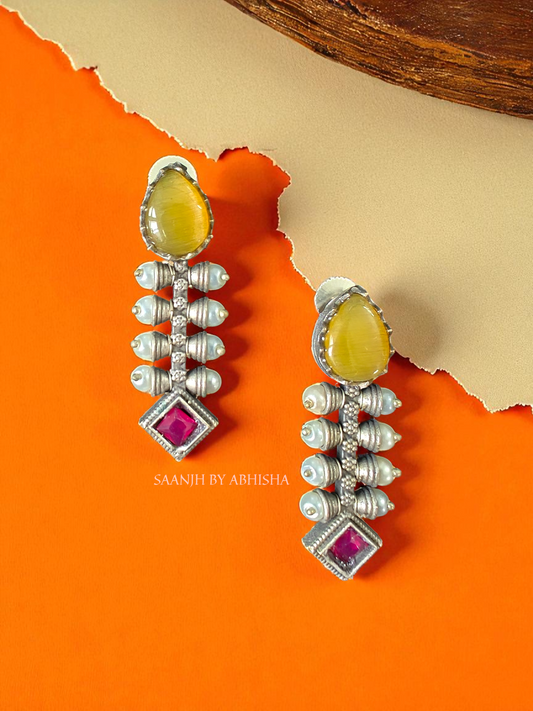 Rajwada Royal Oxidised Silver Earrings