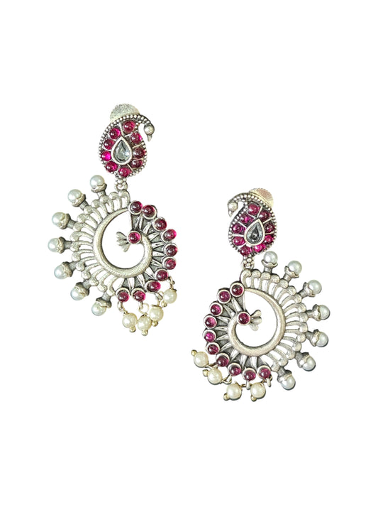 Chandrika Royal Oxidised Silver Earrings