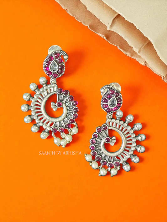 Chandrika Royal Oxidised Silver Earrings