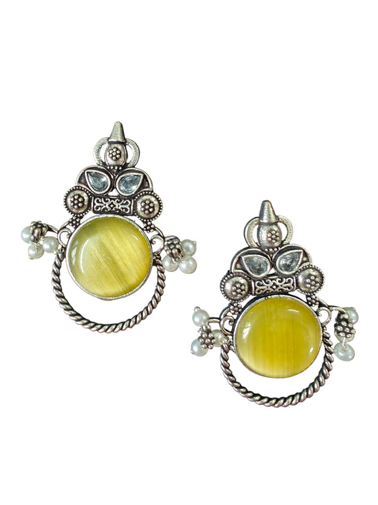 Rajvanshi Royal Oxidised Silver Earrings