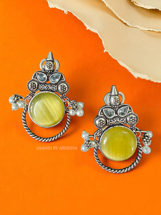 Rajvanshi Royal Oxidised Silver Earrings