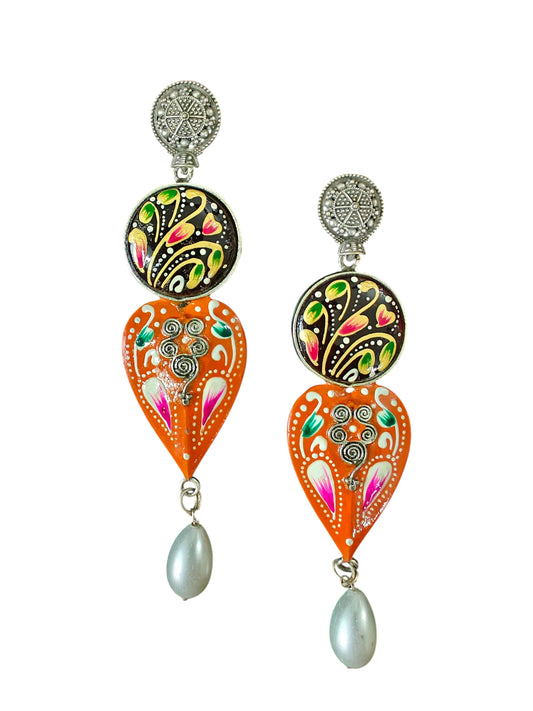 Mehfil Handpainted Royal Silver Oxidised Earrings