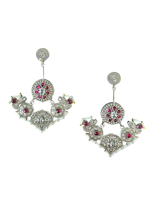 Rajwada Silver Oxidised Earrings