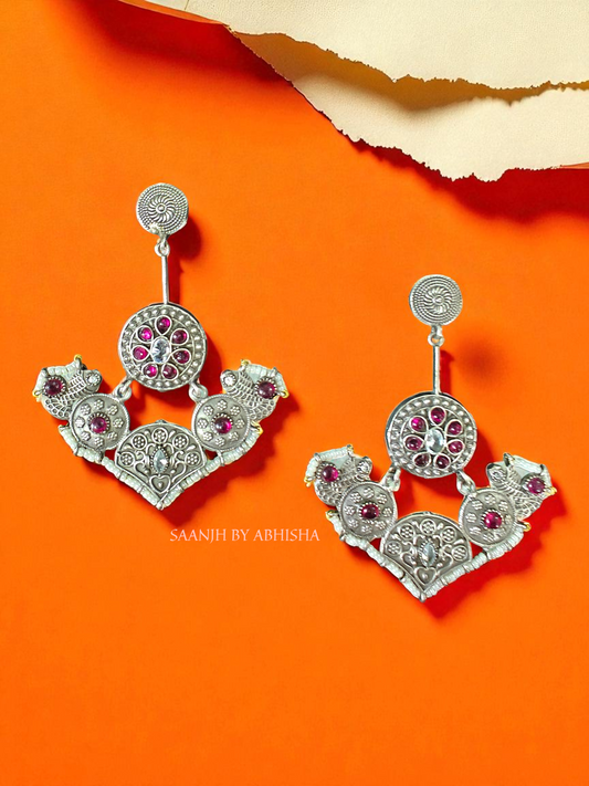 Rajwada Silver Oxidised Earrings