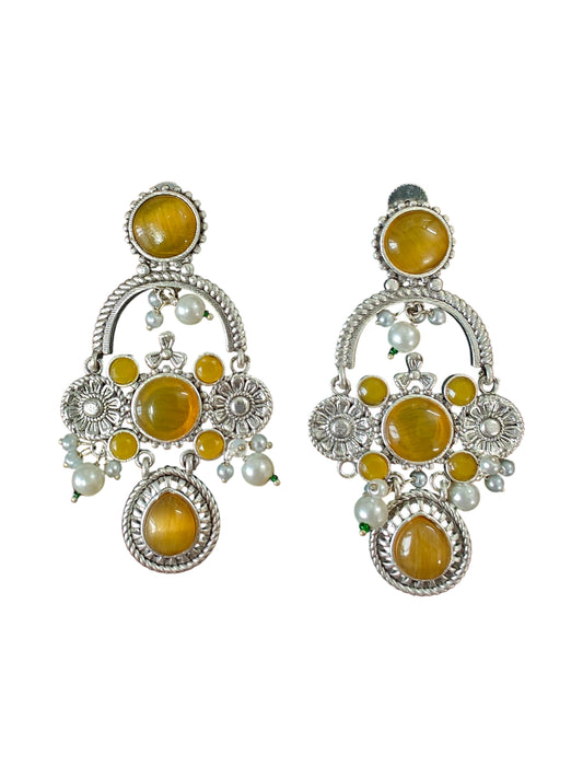 Surya Kiran Silver Oxidised Earrings