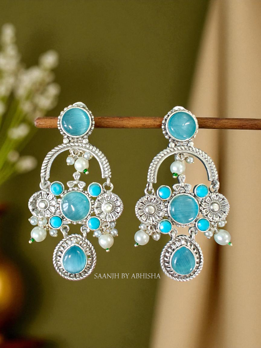 Neel Tara Silver Oxidised Earrings