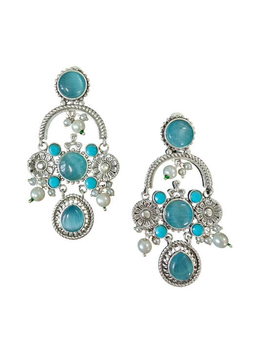 Neel Tara Silver Oxidised Earrings