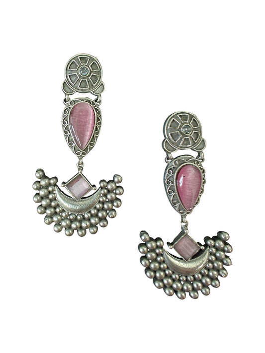 Gulab Chandrika Silver Oxidised Earrings