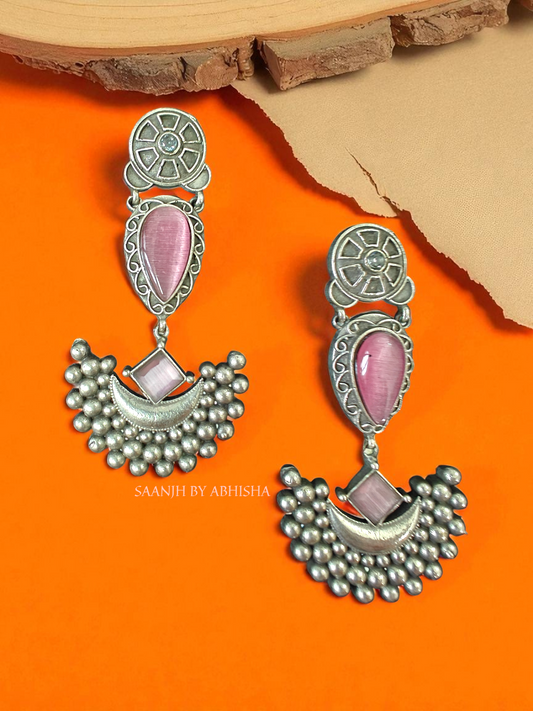 Gulab Chandrika Silver Oxidised Earrings
