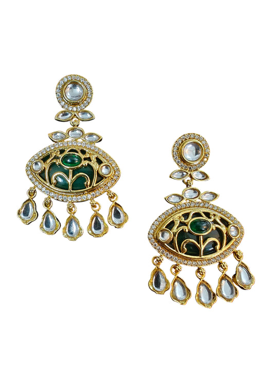 Royal Emerald Glow Pachi Kundan Earrings