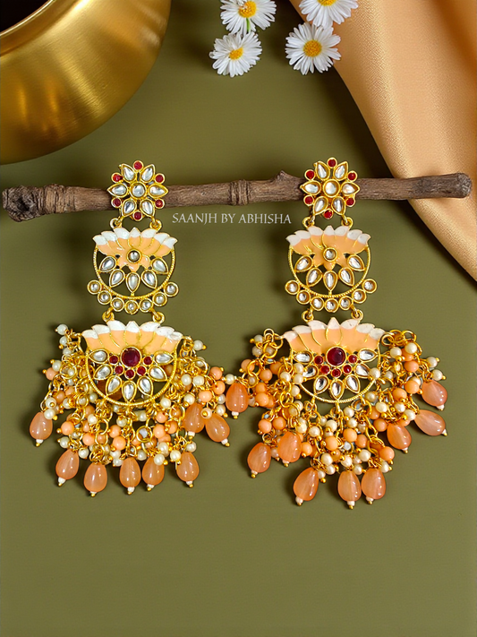 Sunset Bloom Kundan Jhumkas