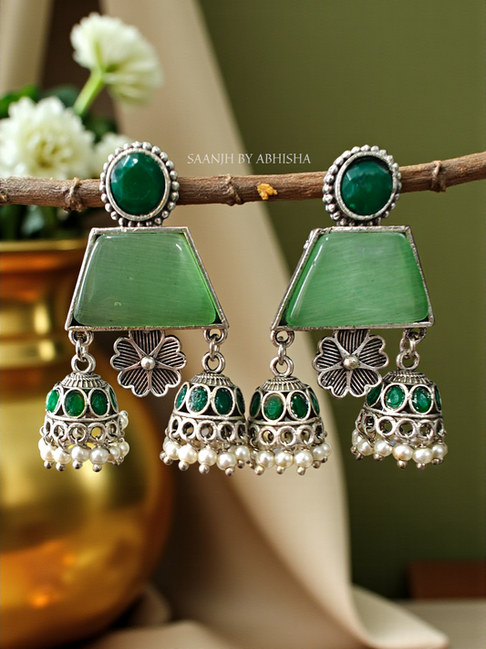 Emerald Mint Charm Earrings