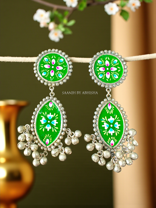 Mehendi Bloom Handpainted Earrings