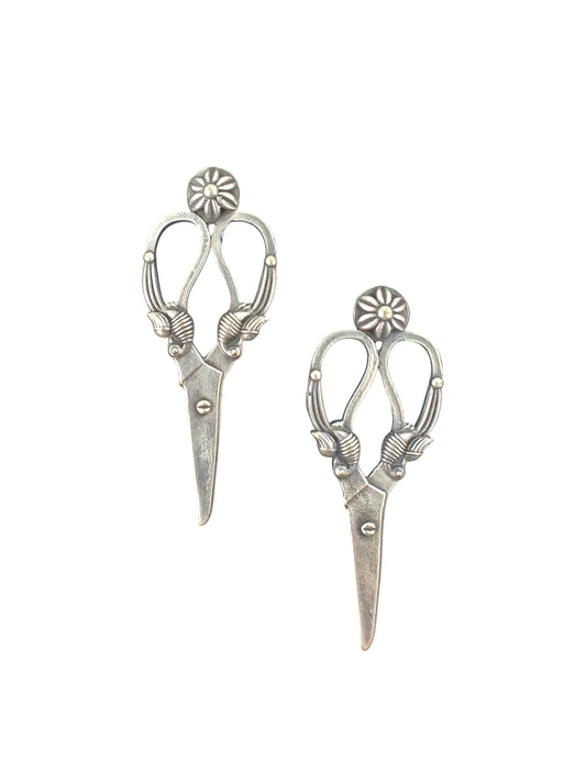 Vintage Shears Silver Oxidised Earrings