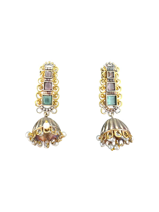 Noor-e-Zewar Dual Tone Silver Oxidised Earrings