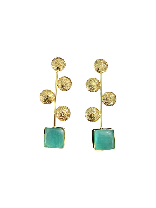 Aarunya Silver Oxidised Earrings with Golden Detailing
