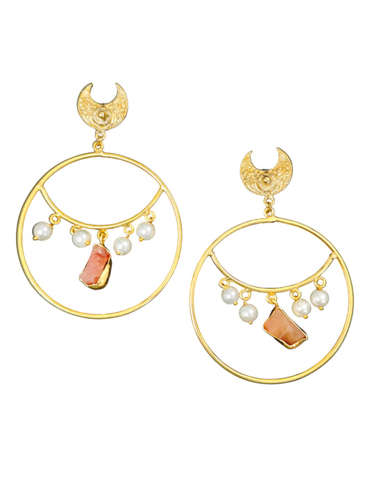 Chandrika MOP Silver Oxidised Golden Earrings