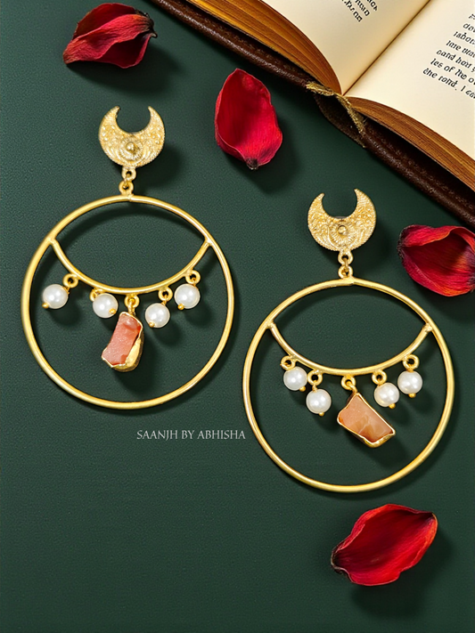 Chandrika MOP Silver Oxidised Golden Earrings