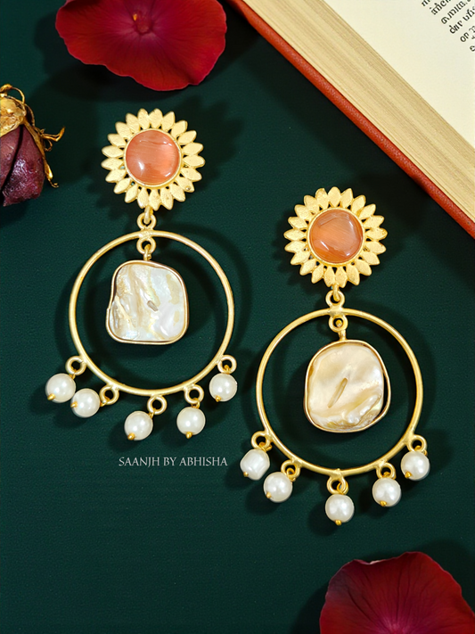 Surya MOP Golden Hoop Earrings