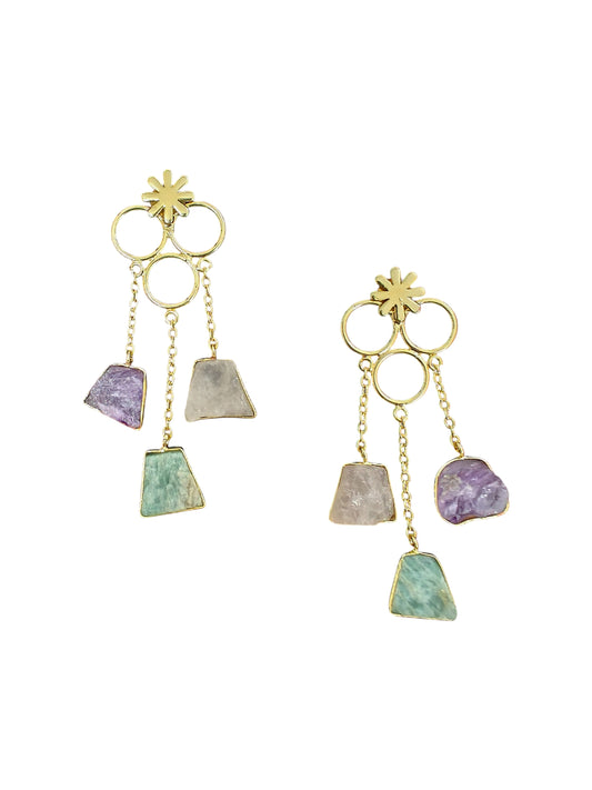 Trishya Golden Druzy Cascade Earrings
