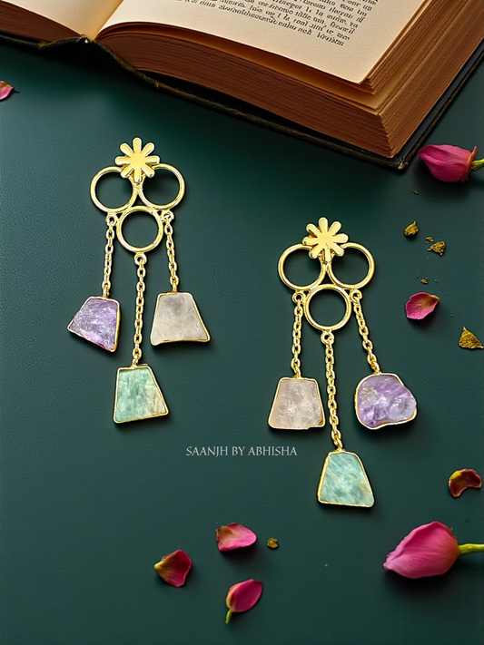 Trishya Golden Druzy Cascade Earrings