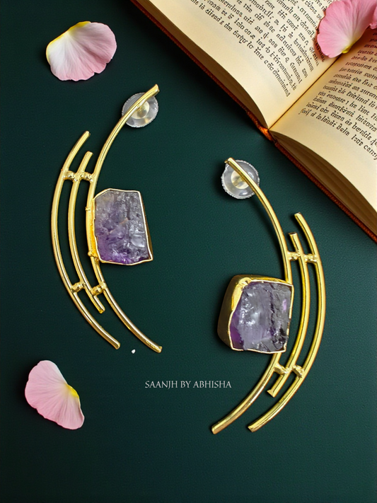 Avyukta Amethyst Arc Earrings