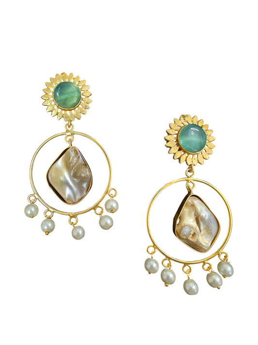 Aaradhya MOP Golden Hoop Earrings