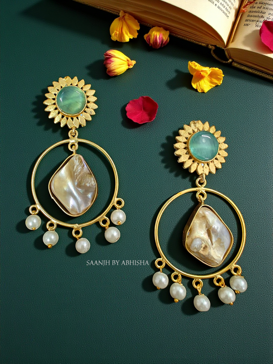 Aaradhya MOP Golden Hoop Earrings