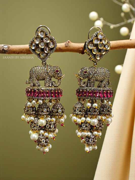 Rajsi Elephant Charm AD Earrings