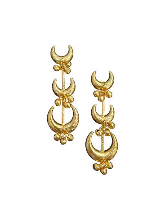 Golden Crescent Charm Earrings"