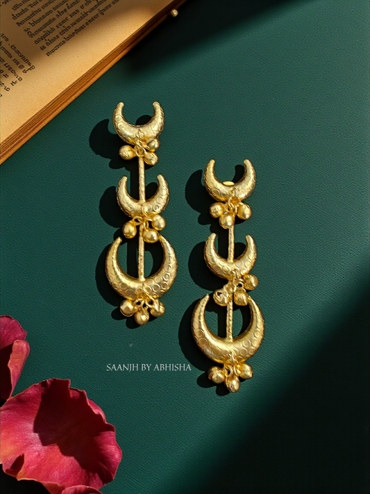 Golden Crescent Charm Earrings"