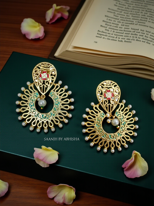 Regal Sunburst Handpainted Earrings