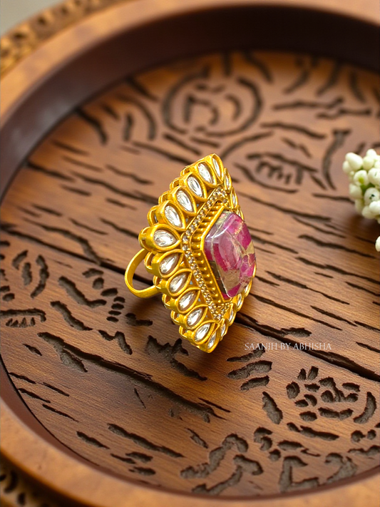 Regal Ruby Kundan Statement Ring