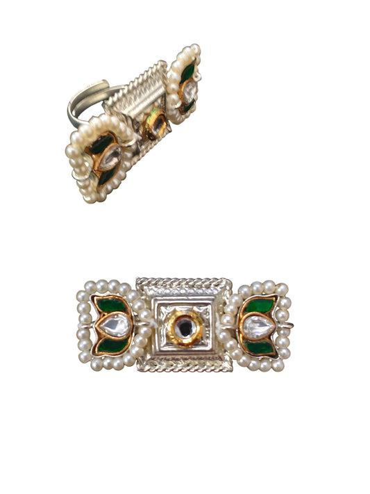 Meera Pacchi Kundan Silver Replica Ring