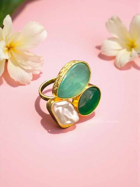 Nayab Mother of Pearl & Stone Ring