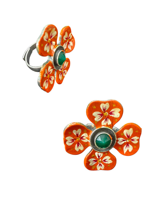 Rangini Handpainted Silver Replica Ring