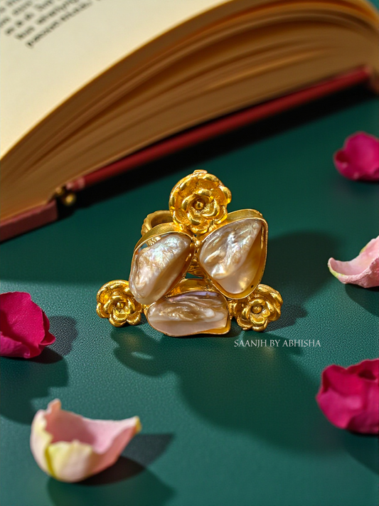 Gulnaaz Golden Mother of Pearls Ring