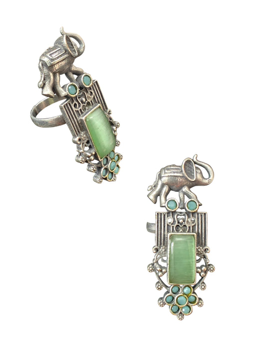 Emerald Gajraj Fusion Silver Replica Ring