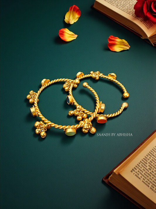 Aadhya Twisted Ghungroo Cuff Bracelet