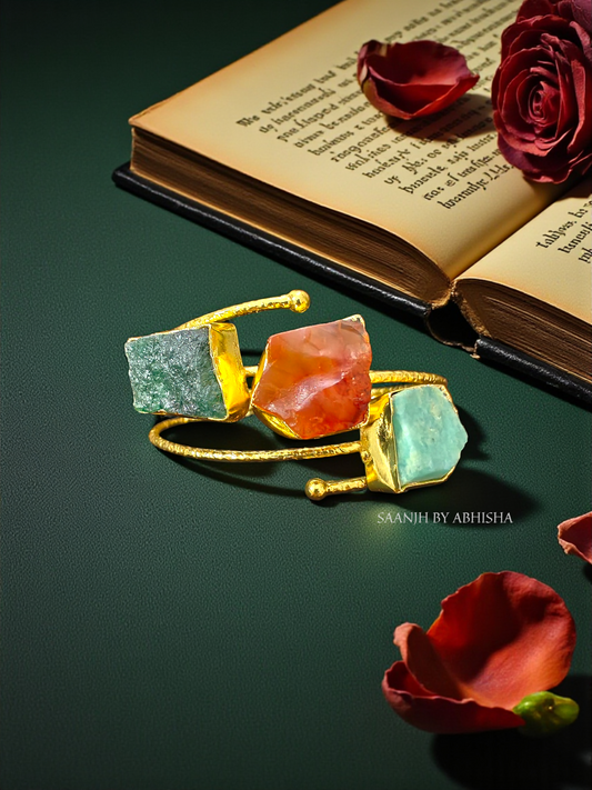 Zayra Raw Stone Statement Cuff Bracelet