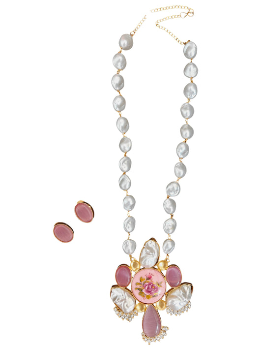 Floral Elegance MOP Necklace Set